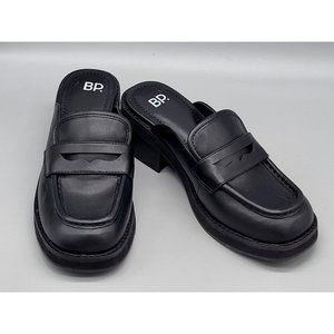 New BP Black Anikka 2" Heel Penny Loafer Slides Sz 6